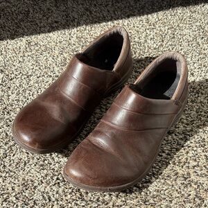 Women's Brown Leather Slip-On Winter Boots